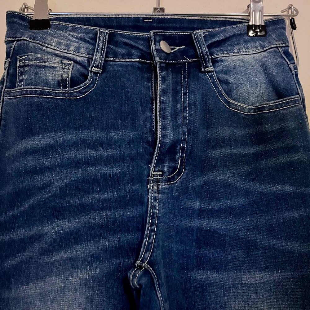 Solid Color Casual Denim Long Pants